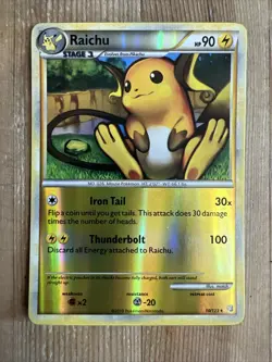 Raichu - 10/123 - Holo Rare Heart Gold Soul Silver Pokemon Card Reverse Holo VLP - Image 1