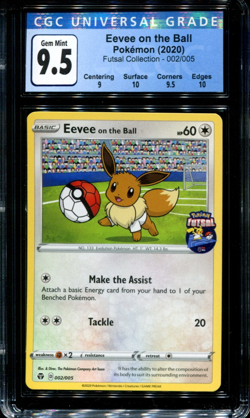 Eevee on the Ball - 002/005 - CGC 9.5 Gem Mint - Futsal Collection - Pokemon - 3 - Image 1