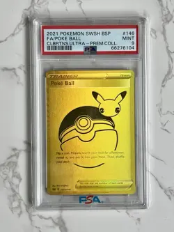 Pokemon TCG Poke Ball Gold PSA 9 Celebrations Premium Collection SWSH146 Holo - Image 1