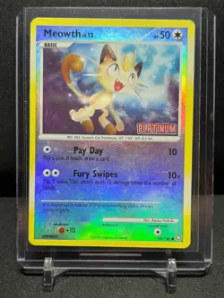 Meowth 106/146 Reverse Holo Stamped Pokemon 2008 Burger King Promos - MP - Image 1