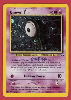 Unown (A) Holo 014/075 Neo Discovery 2001 English Pokemon Card - HP - Image 1