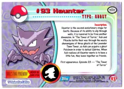 HAUNTER #93 CROMO / CARD POKEMON TRADING CARDS 1999-2000 TOPPS - Image 2