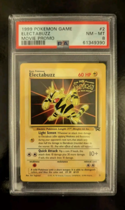 PSA 8 1999 POKEMON WB FIRST MOVIE PROMO BLACK STAR ELECTABUZZ #2 WOTC GRADED - Image 1