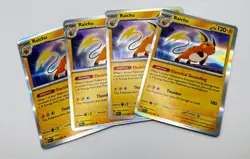 Pokemon Cards Paldean Fates Playset Raichu Holo 019/091 x4 4x - Image 1