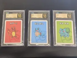 Pokemon Old Maid 🔥 🌿 💦 Charmander Bulbasaur Squirtle All 3 CGC 10 Pristine ✨ - Image 1