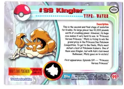 KINGLER #99 CROMO / CARD POKEMON TRADING CARDS 1999-2000 TOPPS - Image 2
