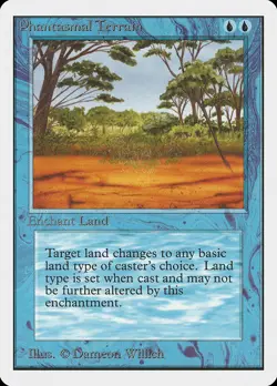 Phantasmal Terrain Unlimited HEAVILY PLD Blue Common MAGIC MTG CARD ABUGames - Image 1
