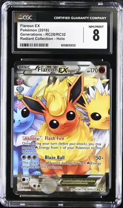 CGC 8 NM MINT Flareon EX RC28/RC32 Radiant Collection Generations Pokemon - Image 1