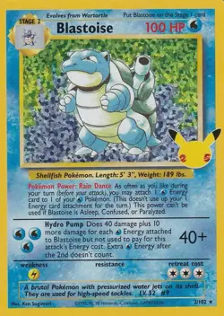 Pokemon TCG Blastoise Celebrations: Classic Collection 2/102 Holo Holo Rare - Image 1