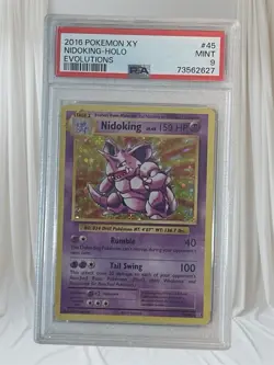 2016 Nidoking Evolutions Holo Rare Card Pokemon PSA 9 Near Mint, 45/108 - Image 1
