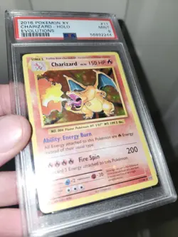 MISPRINT ERROR CHARIZARD 2016 POKEMON XY EVOLUTIONS 11 HOLO BLEED PSA 9 - Image 2