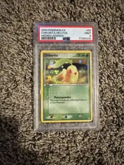 PSA 9 EX Hidden Legends Chikorita Reverse Holo 55/101 Pokemon Cards 2004 - Image 1