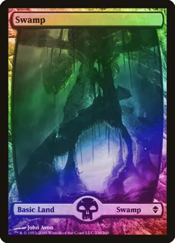 Swamp (238) FOIL Zendikar NM Basic Land Extended / Full Art MTG CARD ABUGames - Image 1