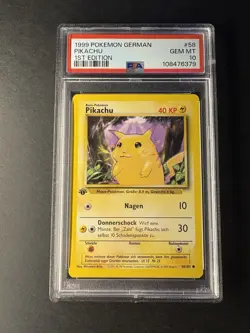 Pokemon BaseSet Pikachu 58/102 1st Edition PSA 10 German 1999 GEM MINT - Image 1