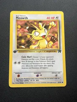 1st Edition Meowth Team Rocket Pokemon Card 62/82 LP - Canada Seller - Image 1
