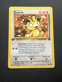 1st Edition Meowth Team Rocket Pokemon Card 62/82 LP - Canada Seller - Image 2