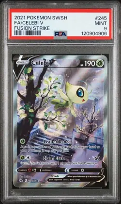 Celebi V Alternate Full Art 245/264 Swsh08: Fusion Strike Pokemon English PSA 9 - Image 1