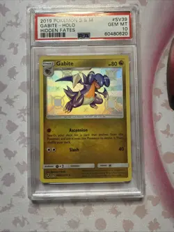 2019 Pokemon Sun & Moon Hidden Fates #SV39 - PSA GEM MINT 10 - GABITE Holo - Image 1