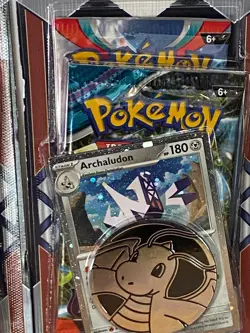 NEW POKEMON TCG ARCHALUDON LOT OF **3** Blister, 2 Packs, with coin - Image 3