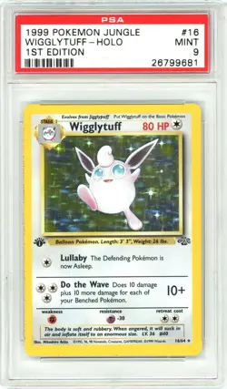 Pokemon Wigglytuff Jungle 1st Edition #16 Holo Rare PSA 9 Mint - Image 1