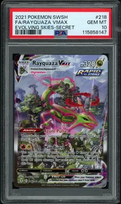 PSA 10 GEM MINT Rayquaza VMAX 218 Evolving Skies Pokemon Card - Image 1