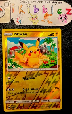 Pikachu 30/111 NM Reverse Holo Foil Island Pokemon Center Art Sun Moon Card! - Image 1