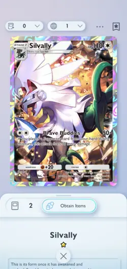 Silvally 1 Star Race Card Pokemon Pocket Tcg Digital Trade NOT A PHYSICAL CARD - Image 1