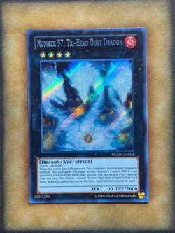Yugioh Number 57: Tri-Head Dust Dragon NUMH-EN030 Secret Rare NM - Image 1