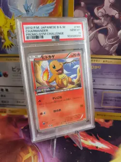 Pokemon Card Glumanda Charmander Black White Promo Gym Challenge Japanese PSA 10 - Image 1