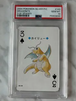 2000 POKEMON SILVER PLAYING CARD DRAGONITE POKER 3 OF SPADES #149 PSA 10 - Image 1