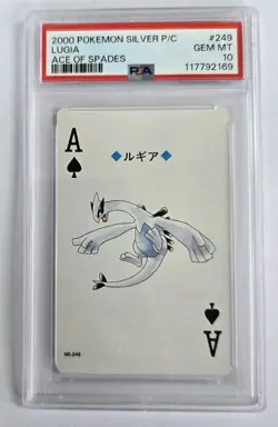 2000 Japanese Pokemon Lugia Ace Spades #249 Silver Playing Card PSA 10 Gem Mint - Image 1
