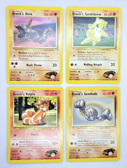 NM Vintage Gym Hero WOTC Pokemon Cards Brock's lot(4): Onix, Vulpix, Sandshrew - Image 1