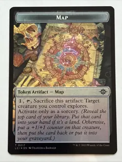 MTG The Lost Caverns of Ixalan Map/Dinosaur Token Foil 0017/0009 NM - Image 1
