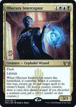 Obscura Interceptor - Foil - Prerelease Promo NM, English MTG New Capenna - Image 1