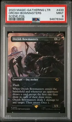 PSA 9 - MTG Lord of the Rings R 0433 LTR Orcish Bowmasters FOIL Borderless Rare - Image 1