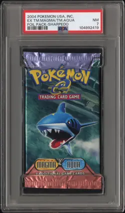 Sealed Pokemon EX Team Magma Team Aqua Booster Pack SHARPEDO ART 2004 PSA NM 7 - Image 1
