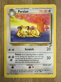Pokemon TCG Persian Base Set 2 56/130 Regular Unlimited Uncommon HP - Image 1