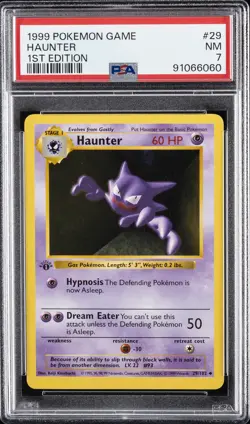 1999 POKEMON BASE SET 1ST EDITION #29 HAUNTER PSA 7 - Image 1