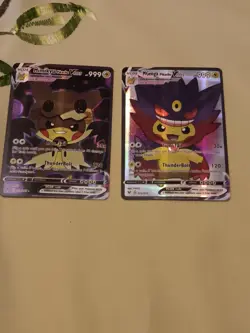 2 Pikachu Pokemon Card Holo GX VSTAR VMAX GX EX Cosplay Art - Image 1