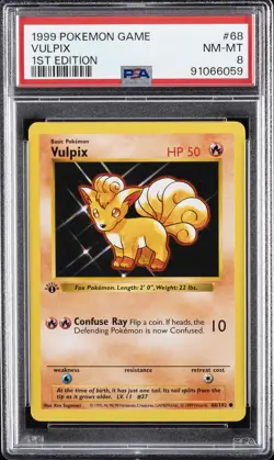 1999 POKEMON BASE SET 1ST EDITION #68 VULPIX PSA 8 - Image 1