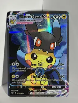 Pokemon TCG Mega Charizard-X Poncho Pikachu VCOS Cosplay Custom Fan Art Card - Image 1