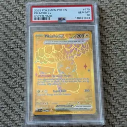 Pokemon Pikachu EX Prismatic Evolutions Gold Holo Card 179/131 PSA 10 - Image 1