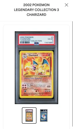 Pokemon 2002 Legendary Collection Charizard Non-Holo Card #3/110 PSA 4 - Image 1