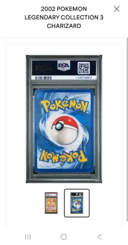 Pokemon 2002 Legendary Collection Charizard Non-Holo Card #3/110 PSA 4 - Image 2