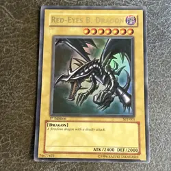 Red-Eyes Black Dragon SDJ-001 1st Edition Ultra Rare Yu-Gi-Oh Card Played MP - Image 1