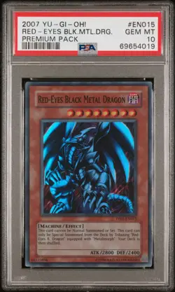 2007 Yu-Gi-Oh! Red-Eyes Black Metal Dragon Super Rare PP01-EN015 PSA 10 Gem Mint - Image 1