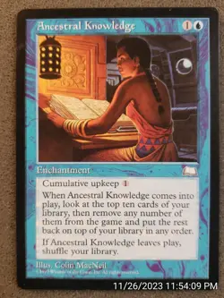 MTG - Ancestral Knowledge - Weatherlight - Rare MINT UN-PLAYED CARD (DS3D1PY).. - Image 1