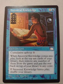 MTG Ancestral Knowledge Weatherlight Regular Rare Blue Magic the Gathering card - Image 1