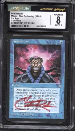 MTG Magic the Gathering Ice Age Brainstorm Signed Christopher Rush CGC JSA 8 bgs - Image 1