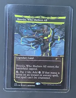 Mtg Secret Lair Boseiju, Who Shelters All Neon Dynasty Ink Foil Unplayed - Image 1